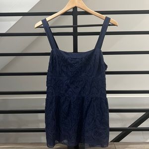 Saltaire Navy Embroidered Top